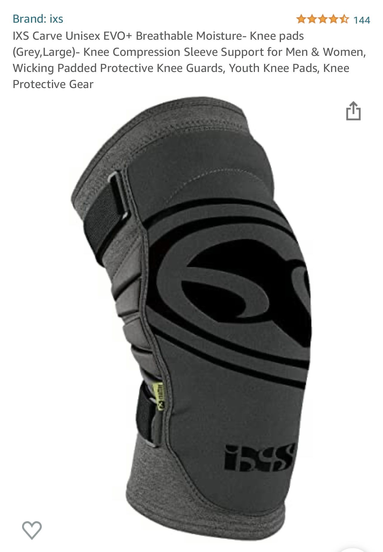 IXS Carve Unisex EVO+ Breathable Moisture Knee pads...