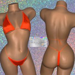 EXOTIC DANCE WEAR: SOLID ORANGE 2 PIECE SET