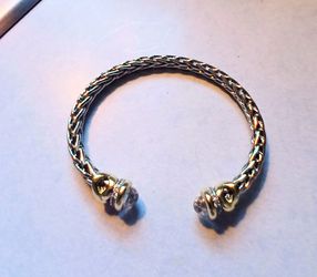 Gold Over Stainless Steel Open Bracelet 