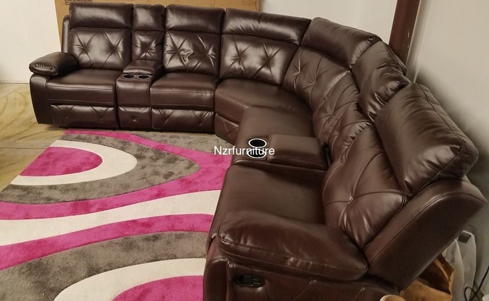 Super Sale !! Brown Living Room Recliner Sectional