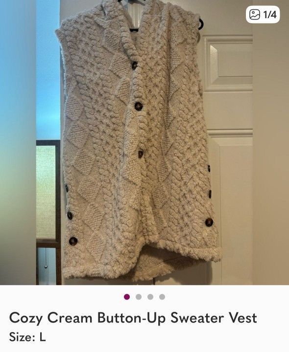 Cozy Cream Button Up Sweater Vest