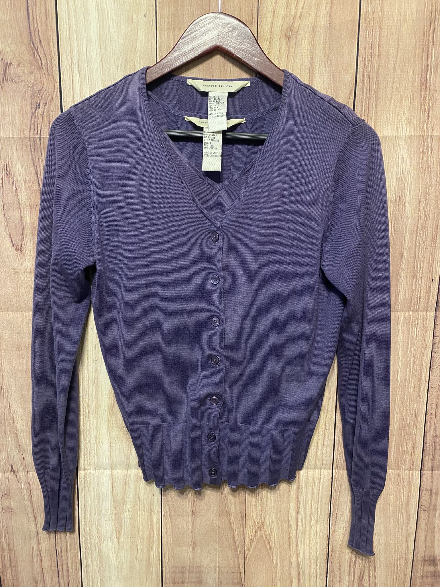 Melrose Studio Small Silk Cardigan Purple tank top 3 piece vintage