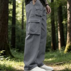 Men’s Cargo Pants Loose-Fit Size Large Grey
