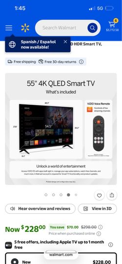 55” Vizio Tv