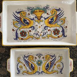 Two Beautiful Hand Painted Italian DERUTA Platters