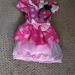 Girls Minne Mouse Halloween Costume With Headband 