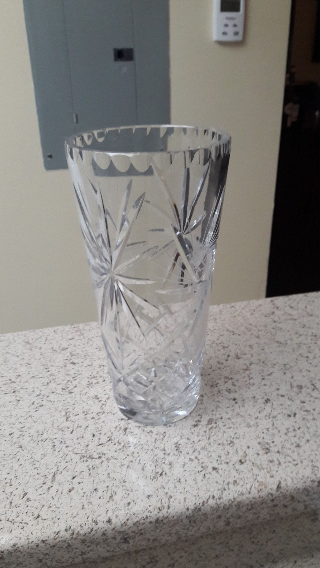 Glass flower vase.