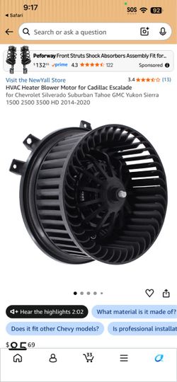 HVAC Heater Blower Motor for Cadillac Escalade for Chevrolet Silverado Suburban Tahoe GMC Yukon Sierra 1(contact info removed) 3500 HD 2014-2020