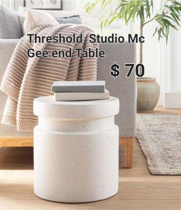 New White Ceramic End Table Studio Mc Gee Threshold