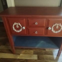 Antique Wooden Entryway Table With  3 Drawers 