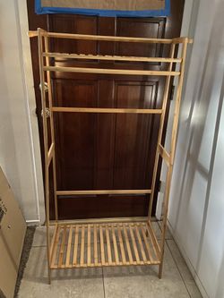 simple wood clothing rack