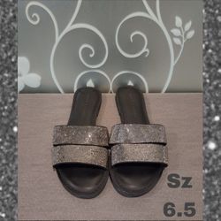 WOMENS SILVER SPARKLE SANDALS SIZE 6.5