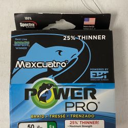 Power Pro Maxcuatro Microfilament Braided Line (150-1500yd, Green/Yellow/White)