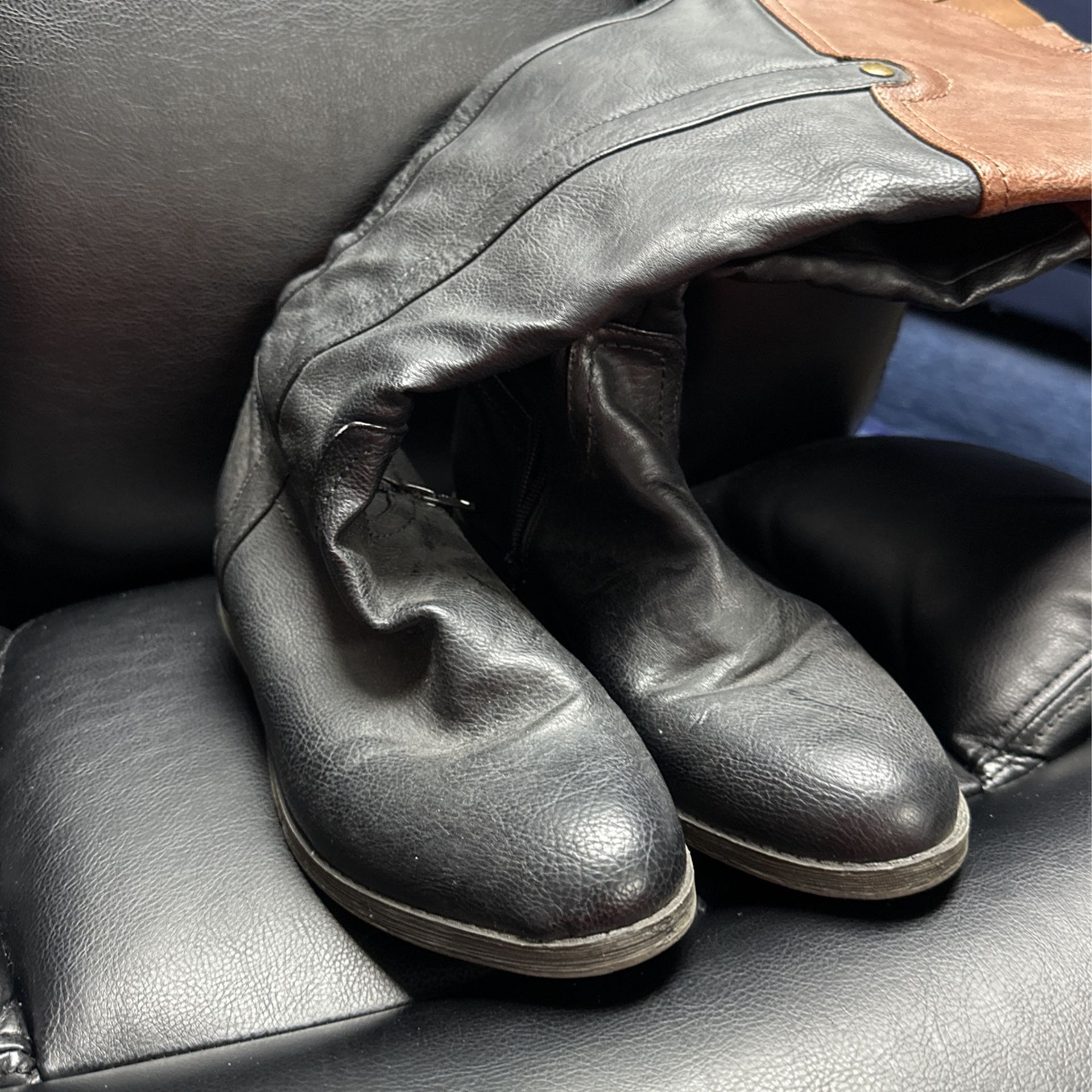Black And Brown Leather Boots