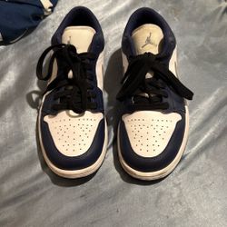 Air Jordan 1 Lows / Grey, Navy Blue, White / Size 9 Mens 