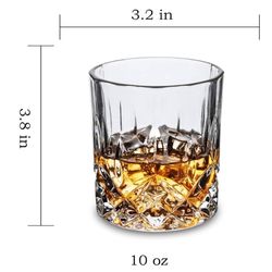 10 Oz Rocks Diamond Whisky Glass-  For Scotch, Bourbon, Liquor and Cocktail And Welcome Drinks - Set of 6- Men Gift