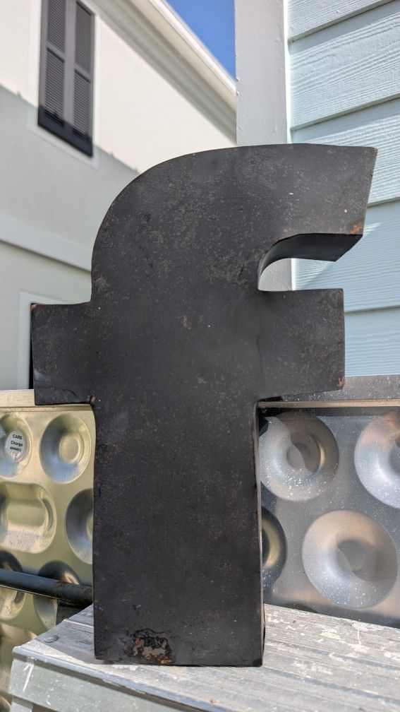 Large Metal Letter F 3D Table Top About 14 In Tall
