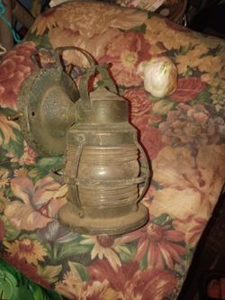 Old metal incased glass lantern/w wiring still attached