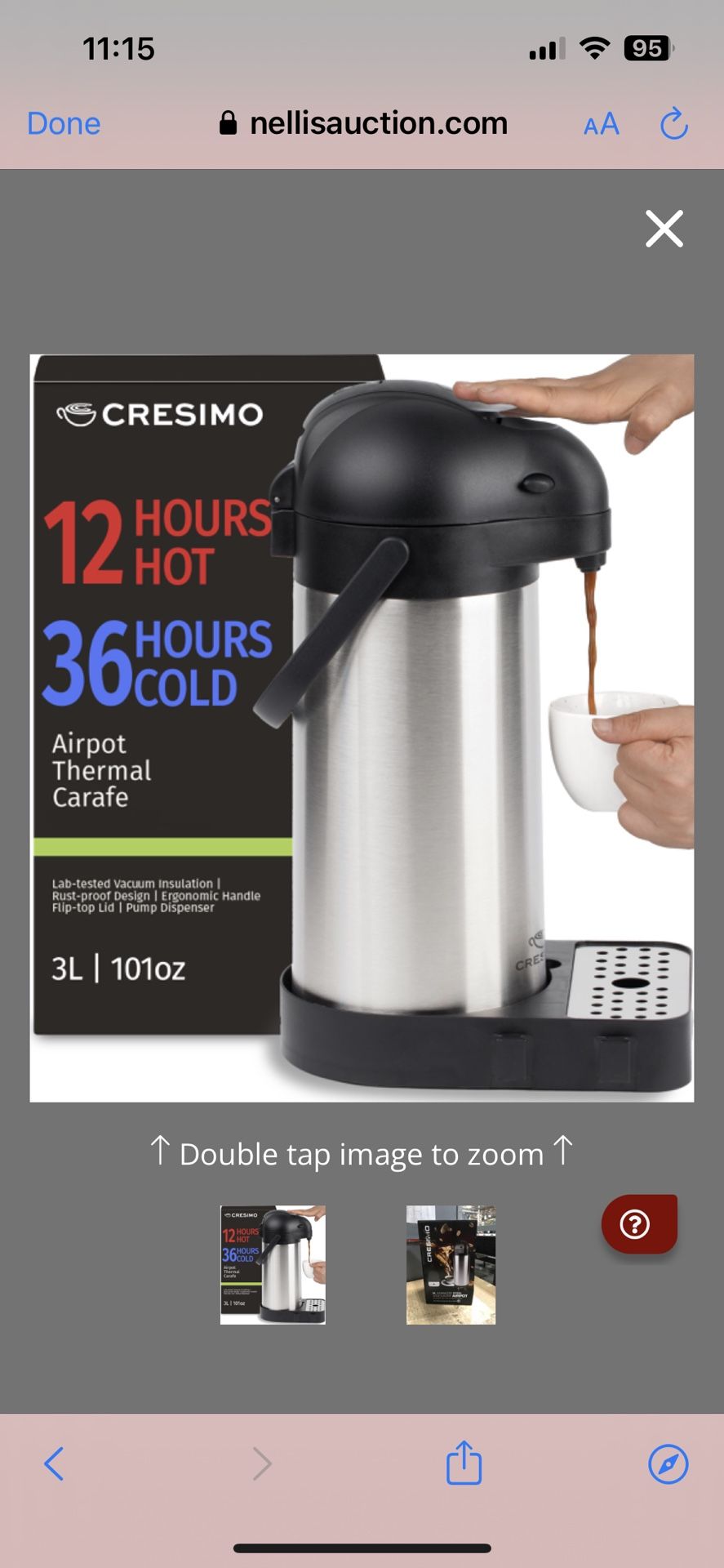 Airpot Coffee Dispenser With Pump & Tray - 101oz/3L Coffee Carafe With Pump - 12 Hours Hot Drink Dispenser For Parties - Stainless Steel Thermal Caraf