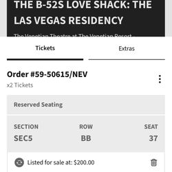 B-52 Tickets Las Vegas 
