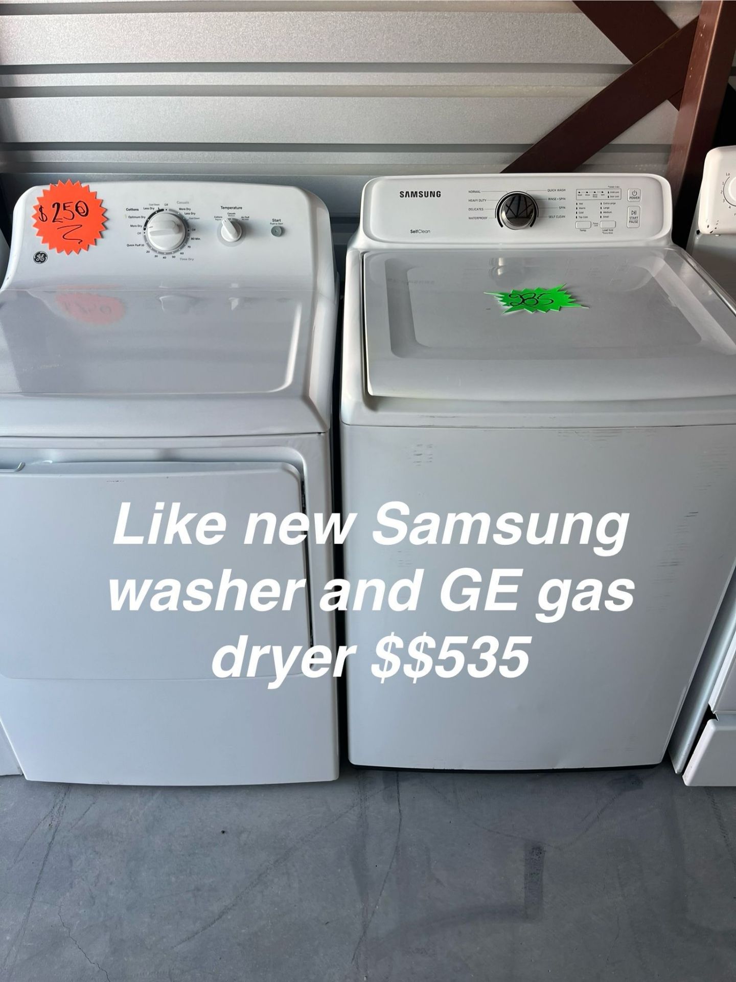 Like New Samsung Washer And GE Gas Dryer Set