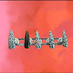 Grey Silver And Black Animal Print Stiletto Nails