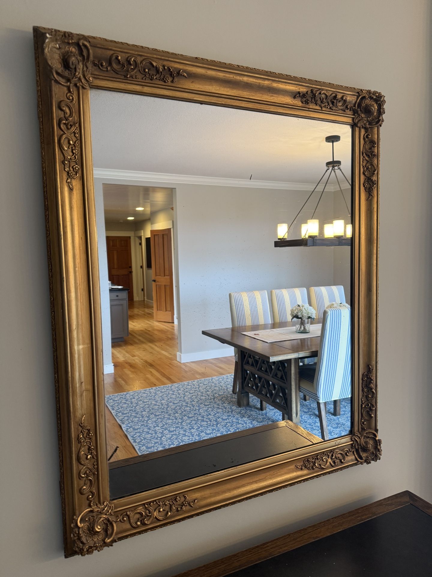 Antique Early 1900 Gold Gilt Wood And Plaster Framed Mirror