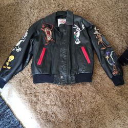 Looney Tunes Official 1996 Warner Brothers Leather Varsity Jacket In Great Condition 1996 Version