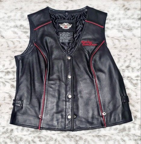 NEW Woman's Harley-Davidson Black Vest with Red Detailing