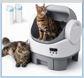 WARCAT Self-Cleaning Cat Litter Box, Open-Top Automatic Litter Box with Child Lock, 10L Large Capacity Waste Drawer, No APP Required, Includes Garbage