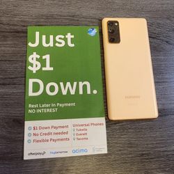 Samsung Galaxy S20 FE 5G 128gb  Unlocked, FREE Smartwach/ Headphones. Pay $1 Today Rest in payments. NO CREDIT NEEDED FINANCING