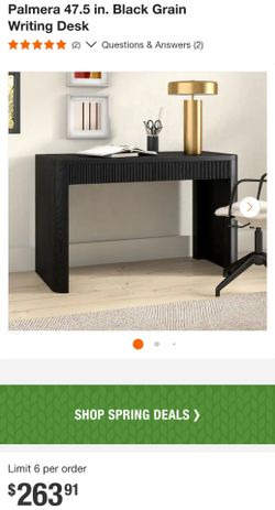 Palmera 47.5 in. Black Grain Writing Desk