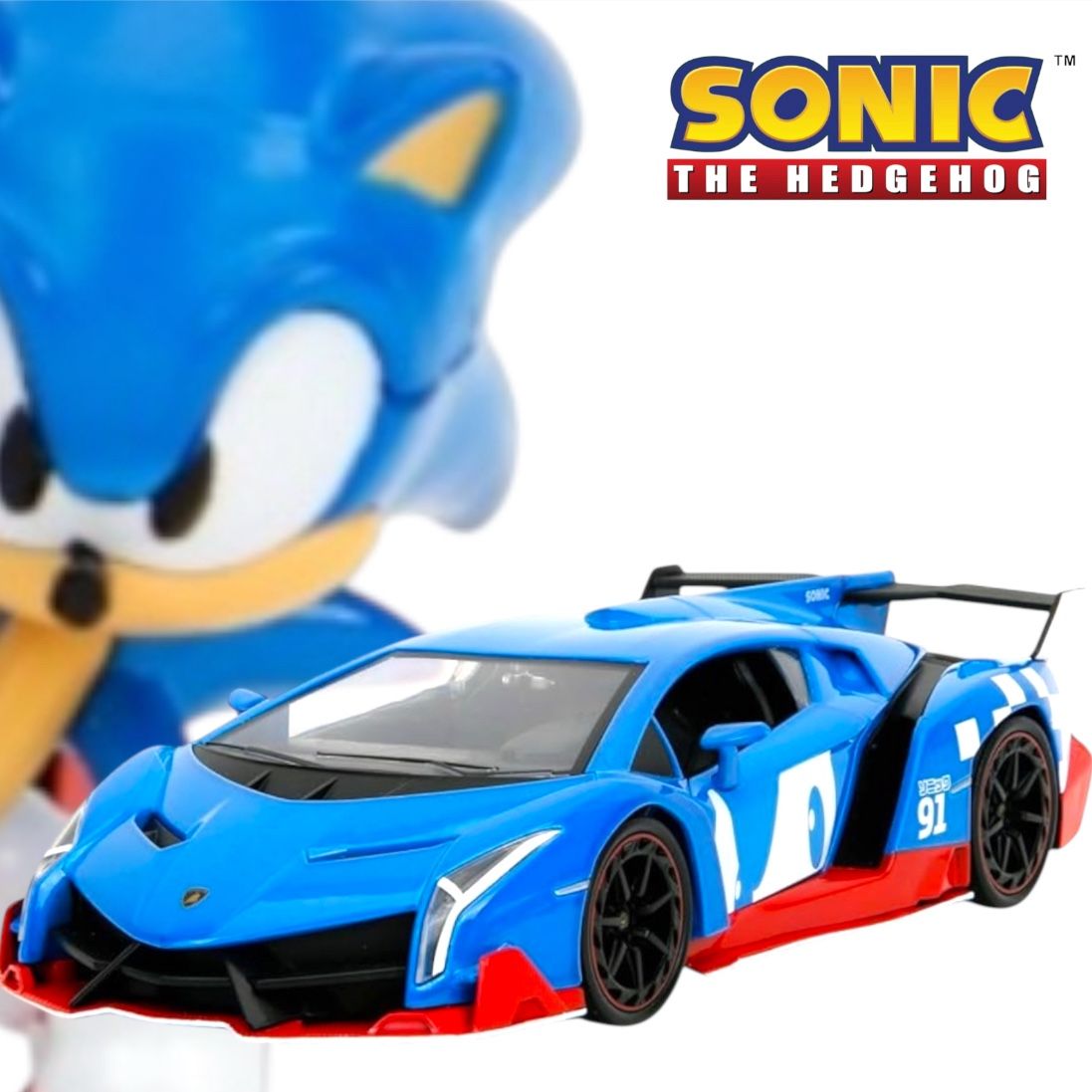 Sonic & Lamborghini Veneno - Jada Hollywood Rides 1:24 Diecast - Collectible