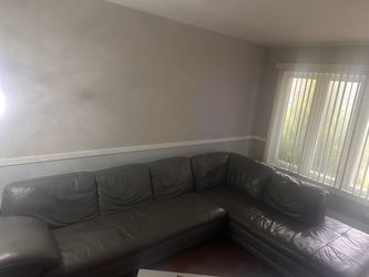 Leather grey couch