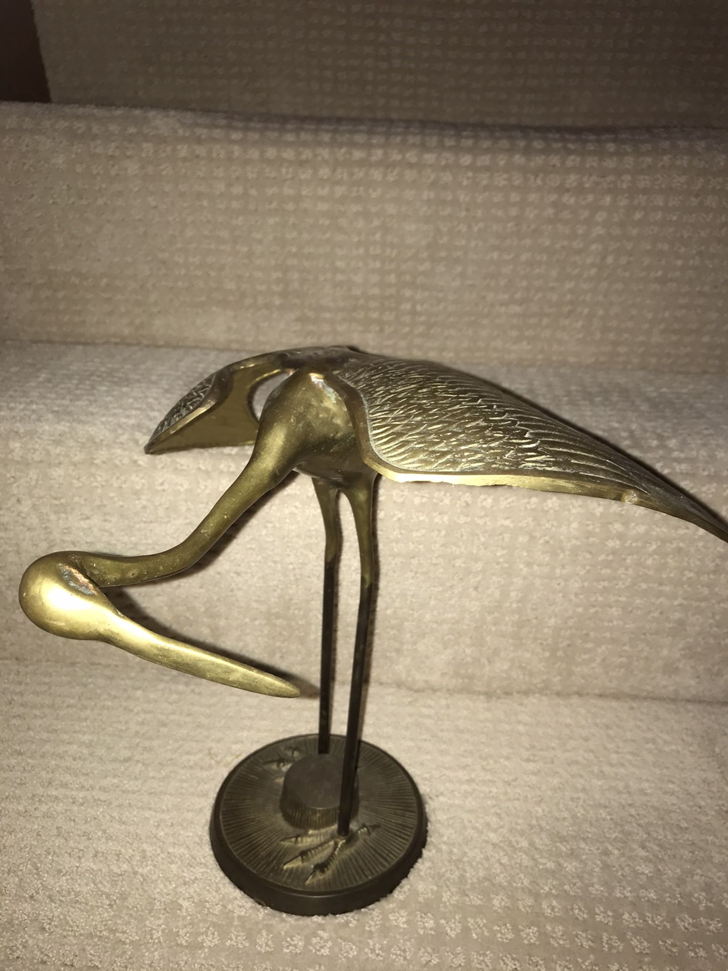 Brass, stork, crane 12 in. Statue