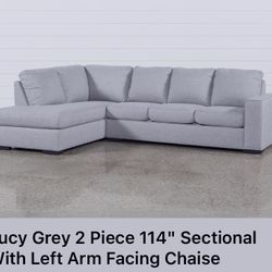 Living Spaces- Lucy Grey 2 Piece 114" Sectional 