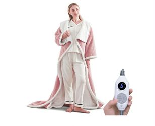 New Electric Snuggle Throw Blankets with Foot Pocket, Wearable Heated Blanket with Sleeves, 6 Heating Levels & 2 to 10 Hours Heating Time Settings, 50