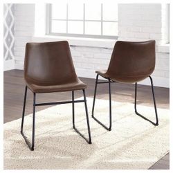 Ashley Furniture Dark Brown Leather Dining Chairs — Set of 6