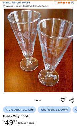 Princess House Heritage Pilsner Glasses set of 8