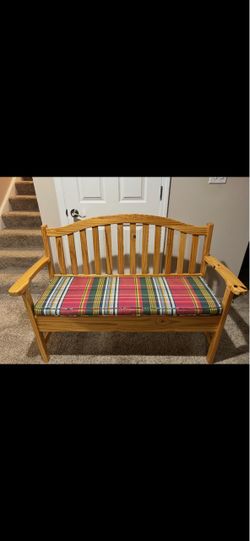 Wood bench with storage and matching chair