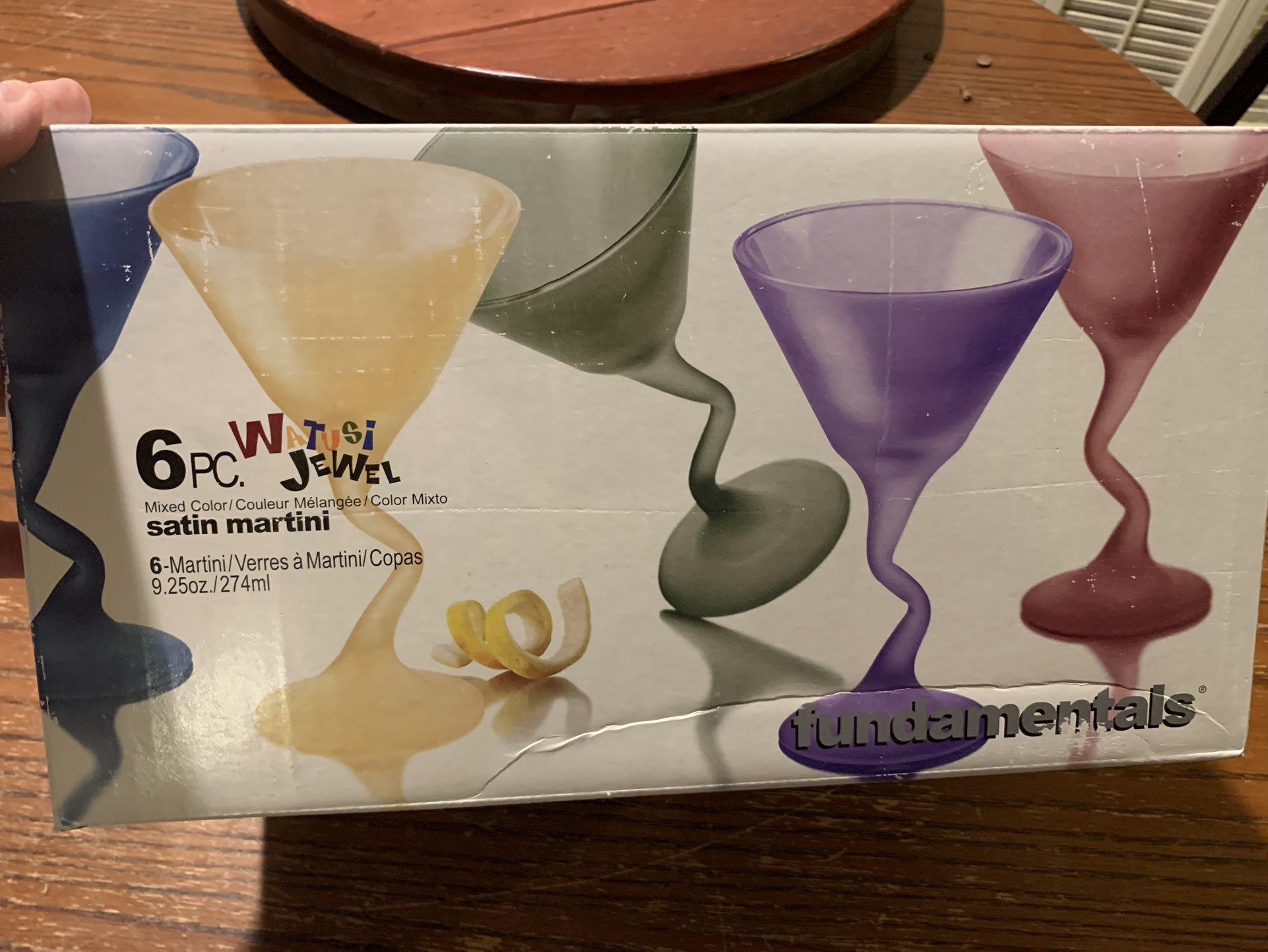 6pc Watusi Glassware Set, Zig-zag Stem, Great Colors