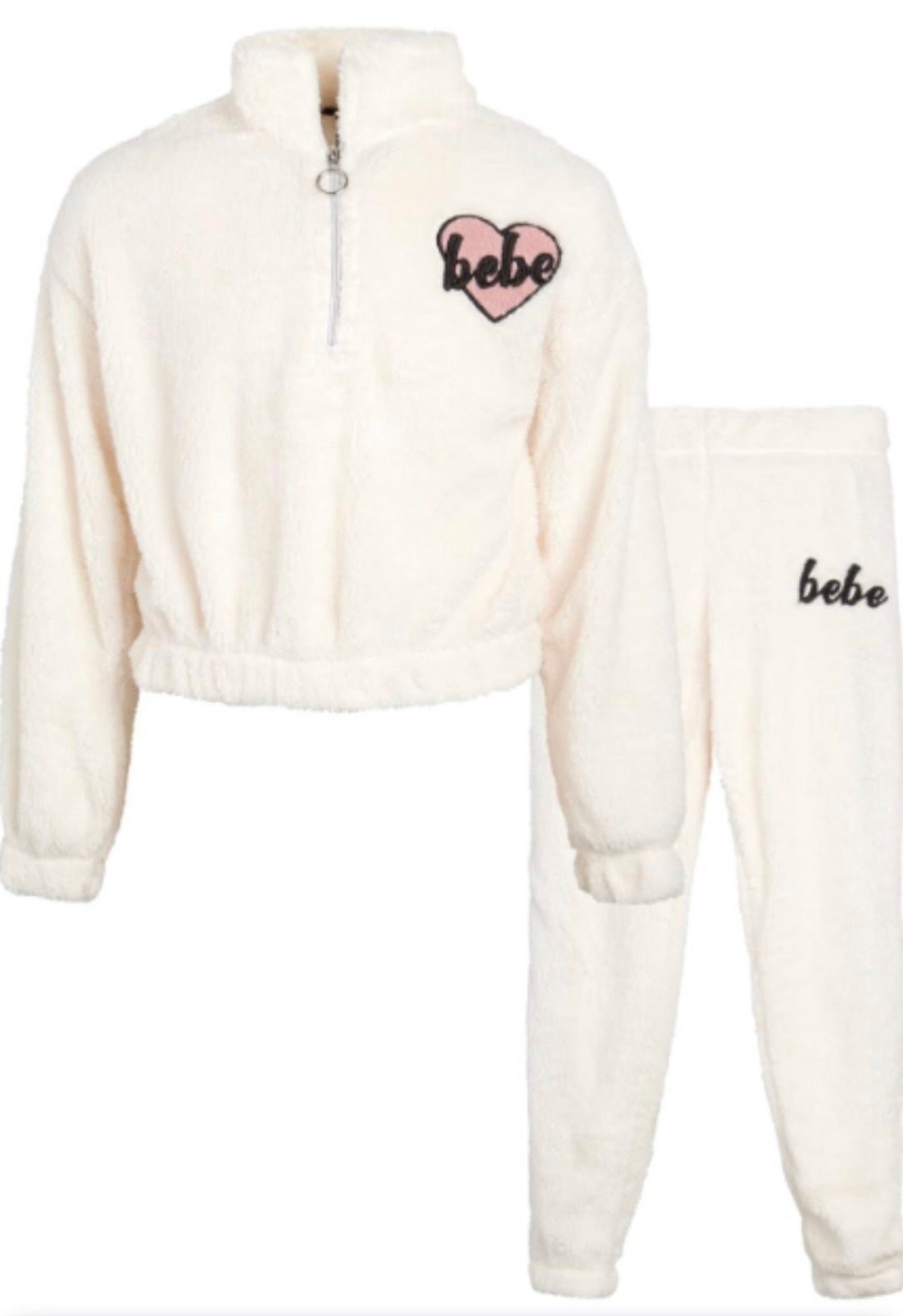 bebe Girls' Jogger Tracksuit Set – 2 Piece Sherpa Fleece Size 4