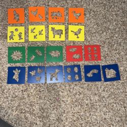 19 PC Wood Stencil Kit - Blue, Green,Orange, yellow, red 