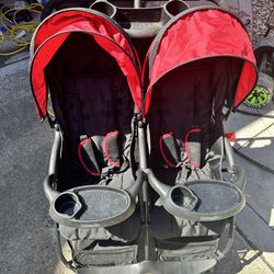 Red And Black Double Stroller 