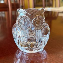 Vintage PartyLite Clear Glass Owl Votive / Tealight Candle Holder (Model P0524)