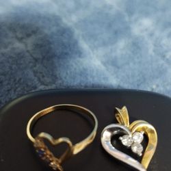 10k Ring And 10k Pendant Ring Is Size 7