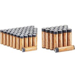 Amazon Basics 48 Pack AA High-Performance Alkaline Batteries, 10-Year Shelf Life, Easy to Open Value Pack & 20 Pack AAA High-Performance Alkaline Batt