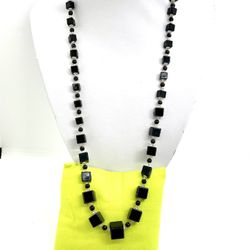 Estate Antique Black Cubed Glass Necklace