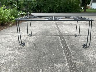 Wrought iron mid century glass cocktail table