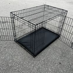 36x22x25in Large Black Metal Double Door Dog Pet Animal Cage Containment Crate! Perfect for dogs 40-70lb 